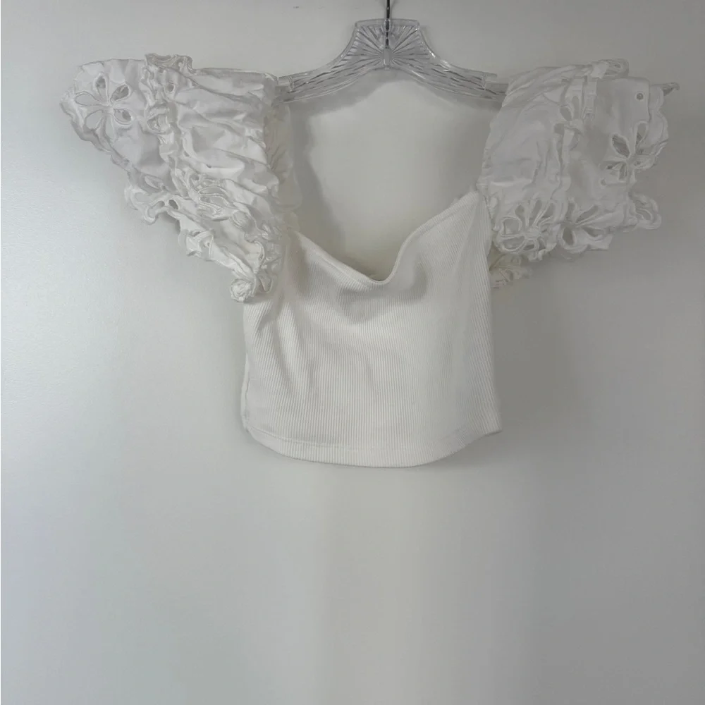 Zara White Ruffled Blouse - Picture 1 of 2